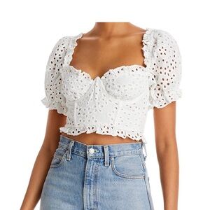 For Love and Lemons Becca Eyelet Crop Top